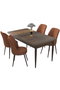 Hanah Home Juego de mesa y sillas de comedor de 5 piezas, Barroco y Rojo Teja